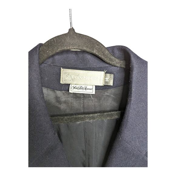 Evan Picone Plus Size 14 Navy Blue Womens Wool Blazer Suit Jacket Saks 5th Ave - Picture 2 of 6